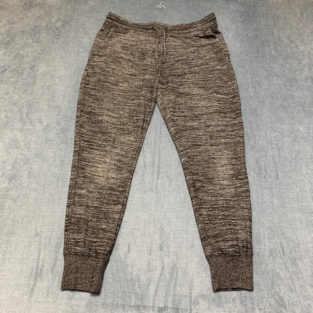 Gap Sweatpants Men Medium Gray Black Space-Dye Drawstring Waist Tapered Leg Cozy